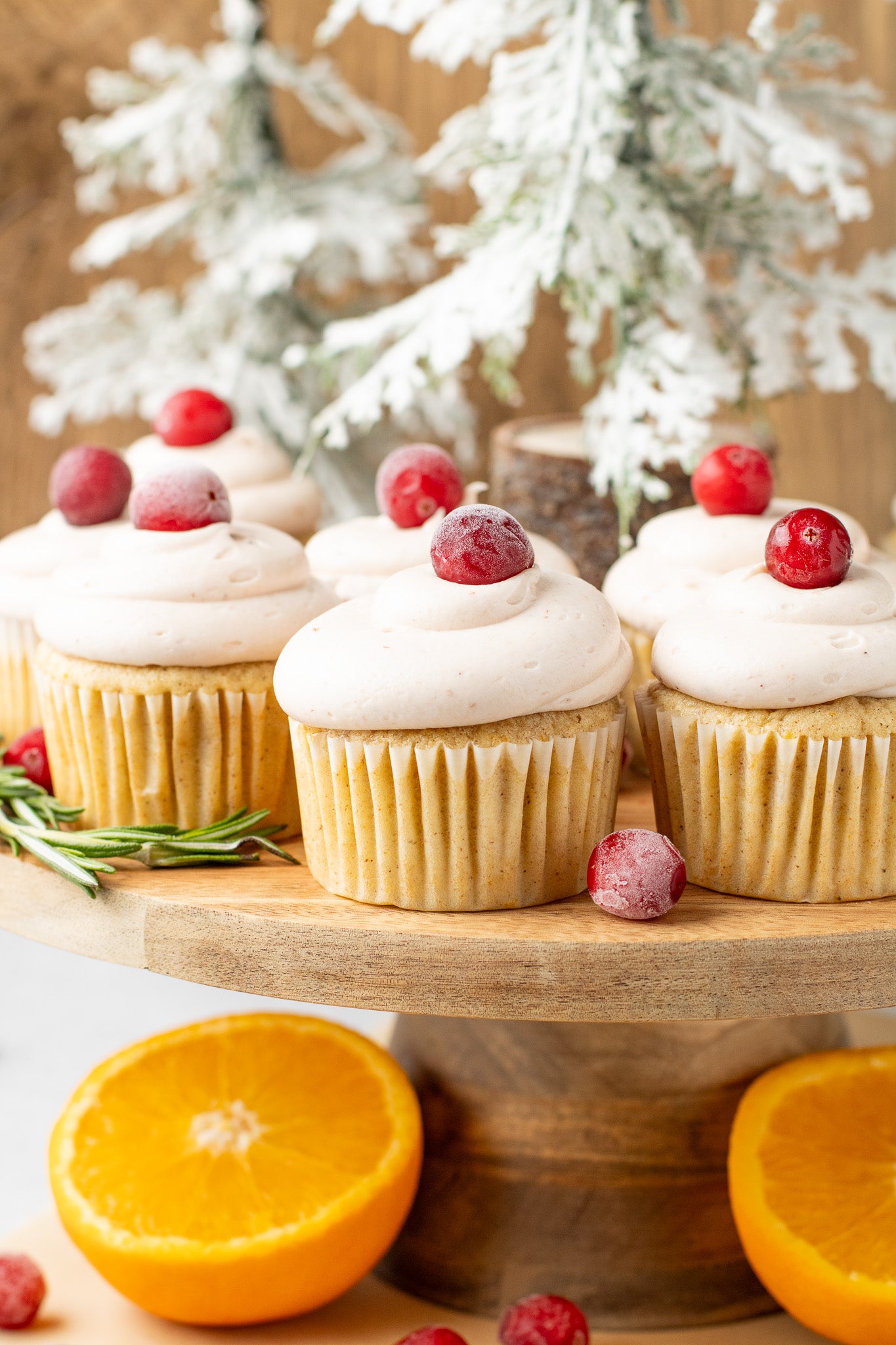 Spiced Orange Cupcakes with Cranberry Frosting