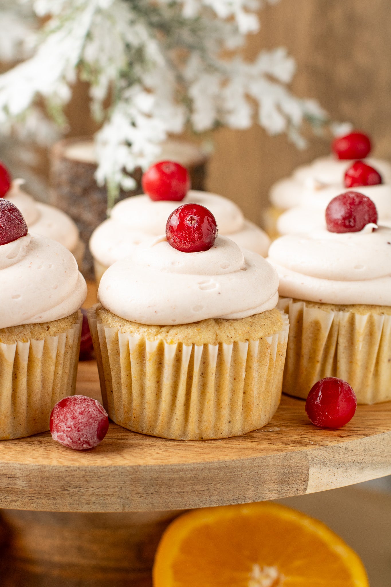 Spiced Orange Cupcakes with Cranberry Frosting