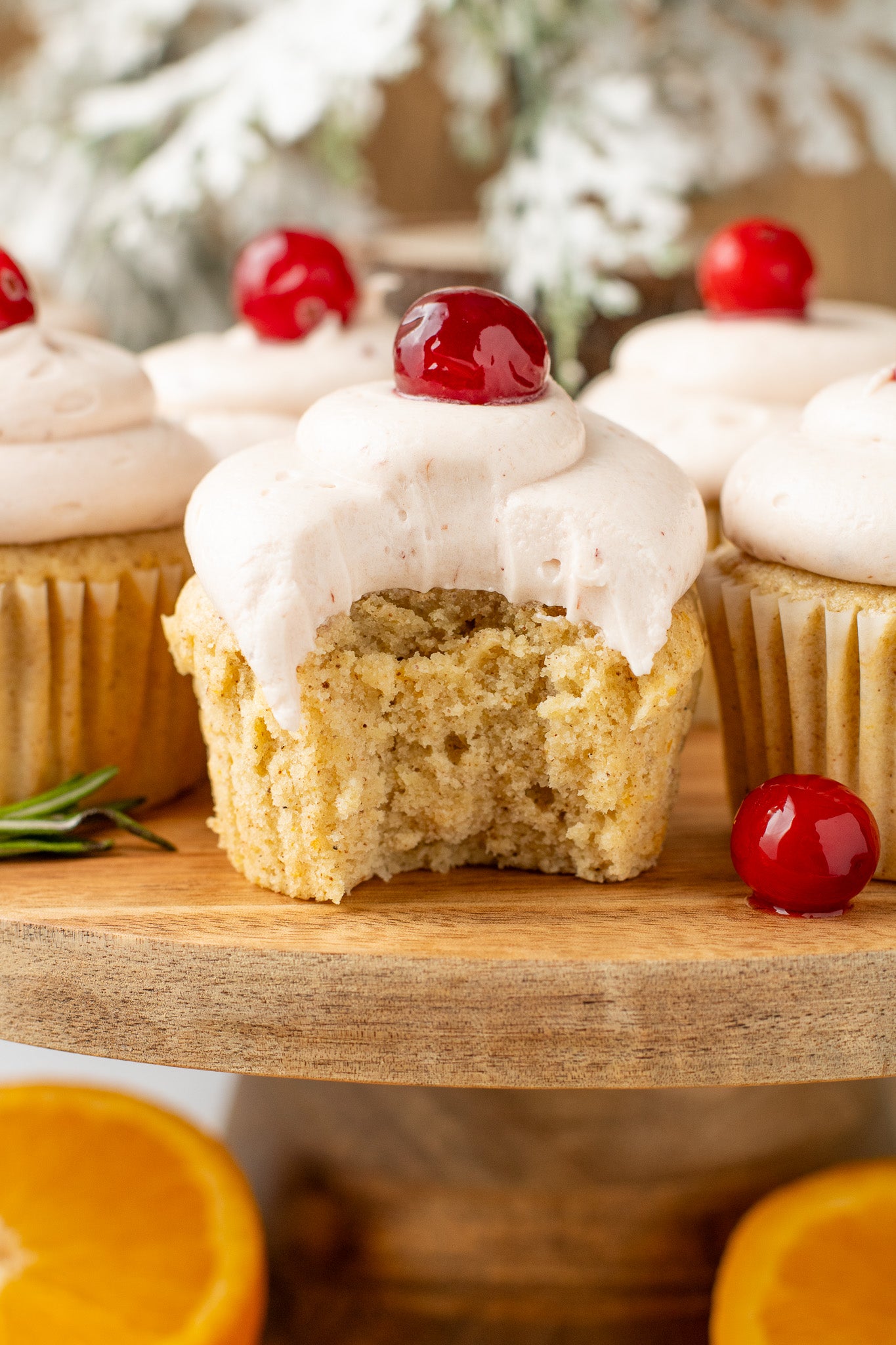 Spiced Orange Cupcakes with Cranberry Frosting