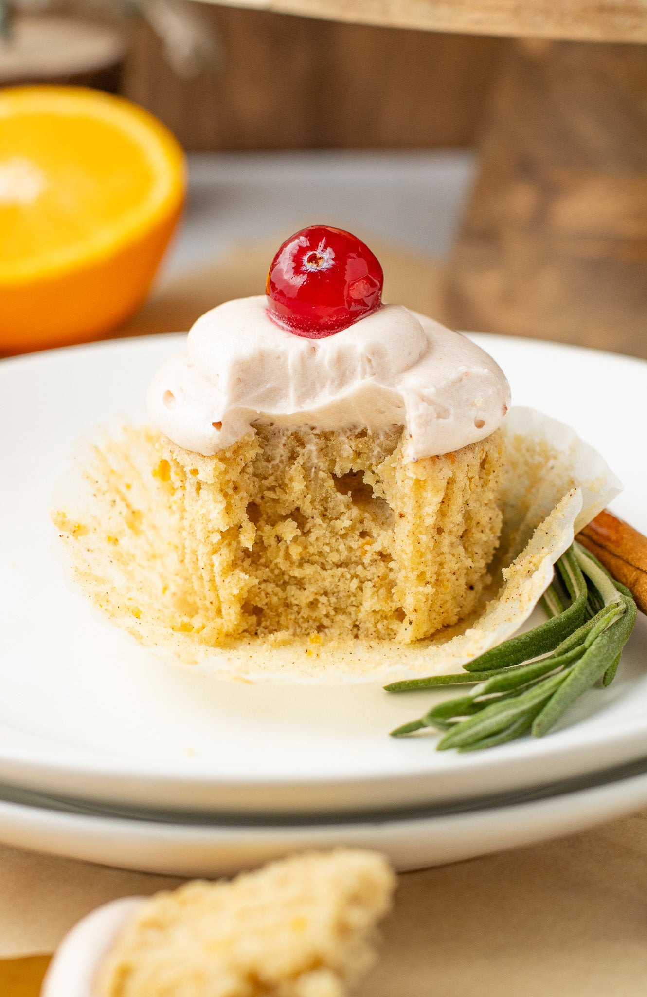 Spiced Orange Cupcakes with Cranberry Frosting