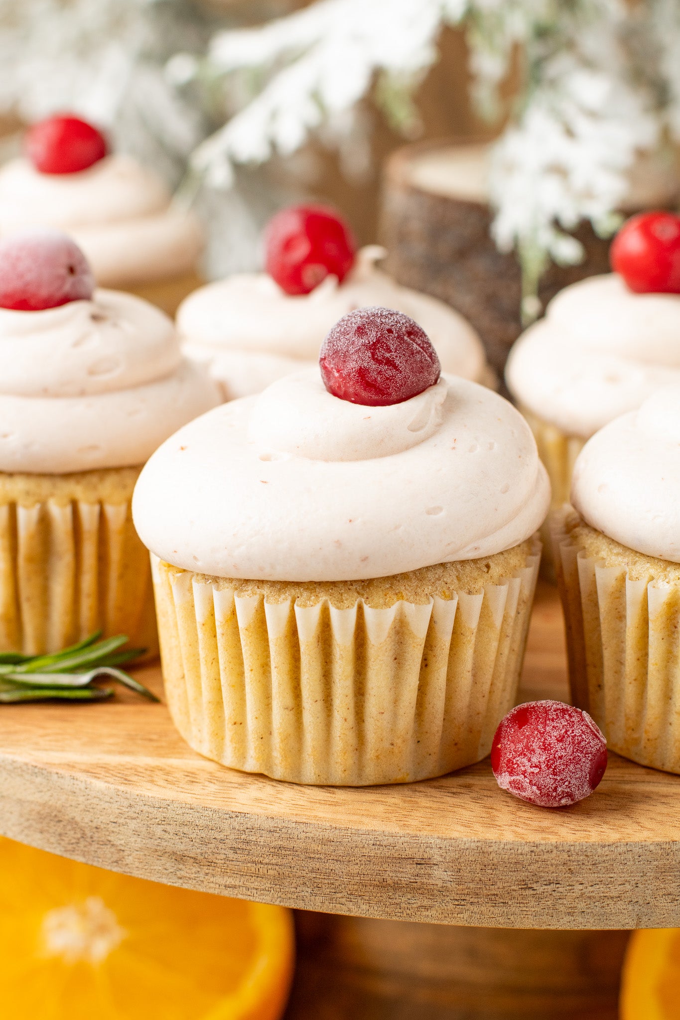 Spiced Orange Cupcakes with Cranberry Frosting