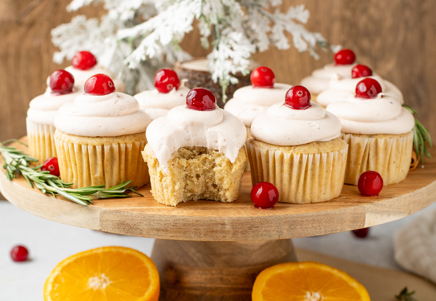 Spiced Orange Cupcakes with Cranberry Frosting