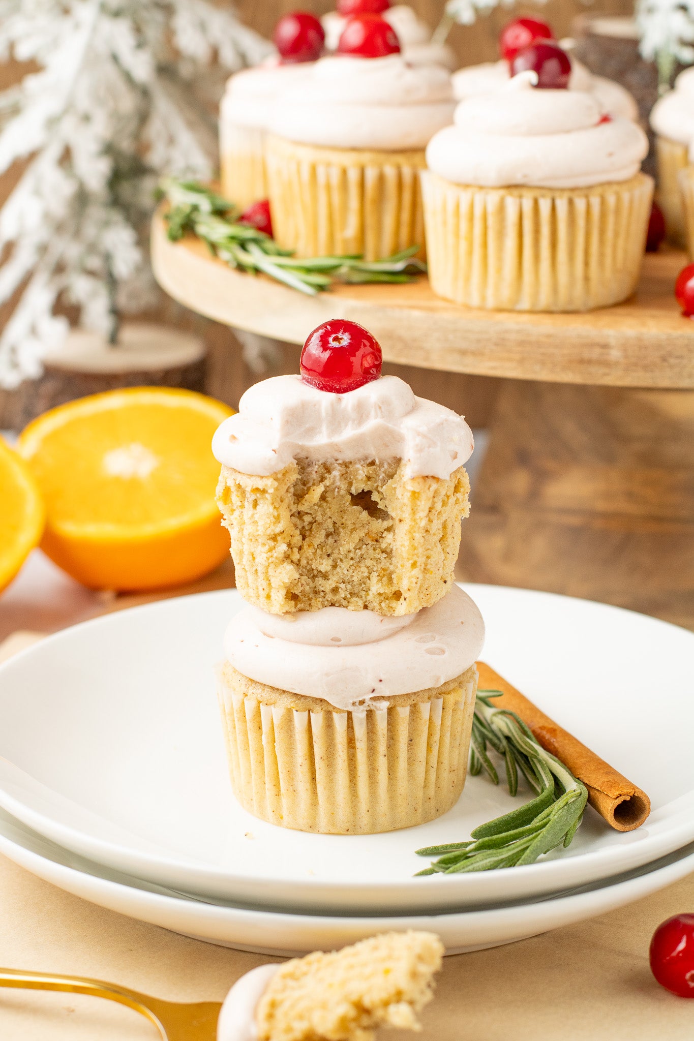 Spiced Orange Cupcakes with Cranberry Frosting