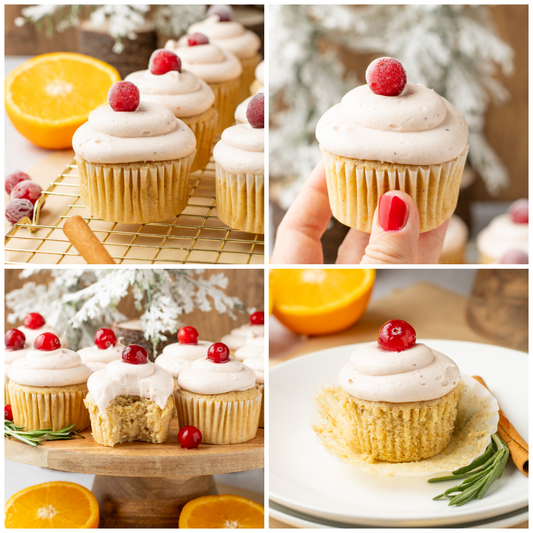 Spiced Orange Cupcakes with Cranberry Frosting